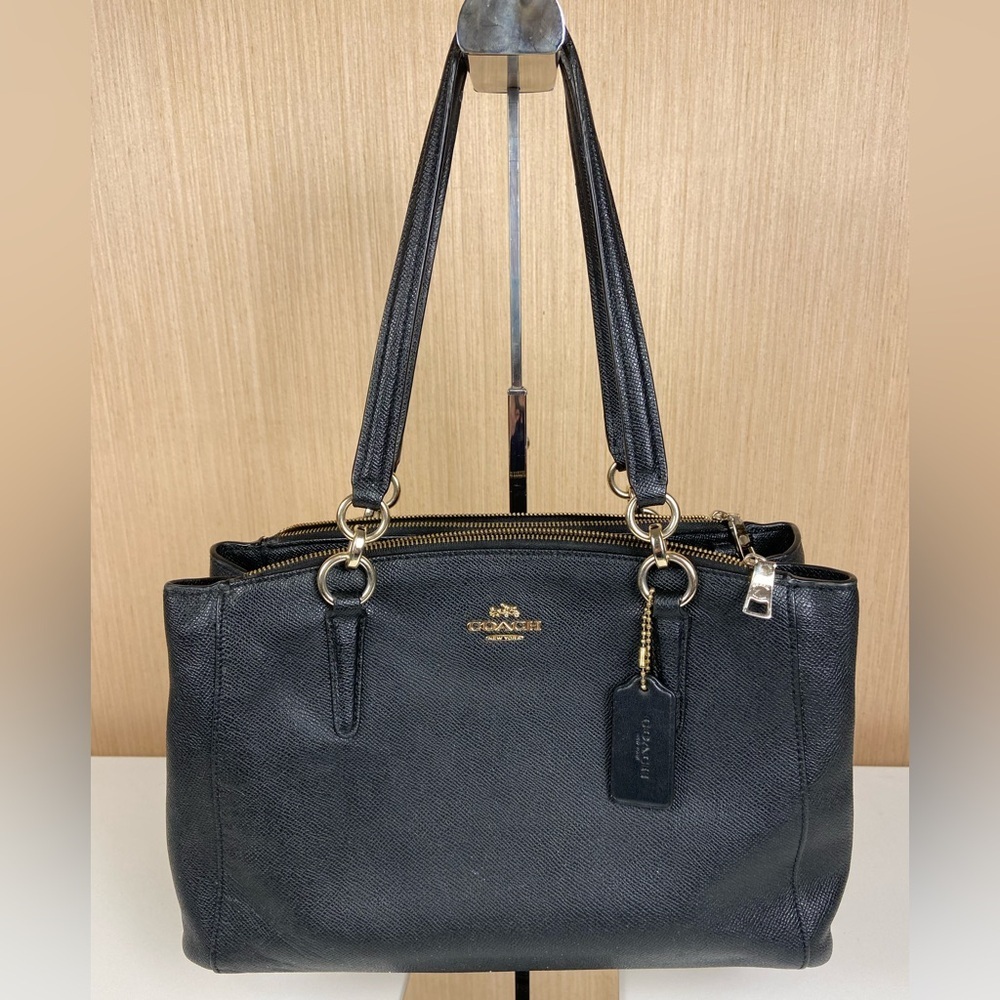 Coach Prairie Satchel Crossgrain Leather Black Carryall Shoulder Bag Crossbody